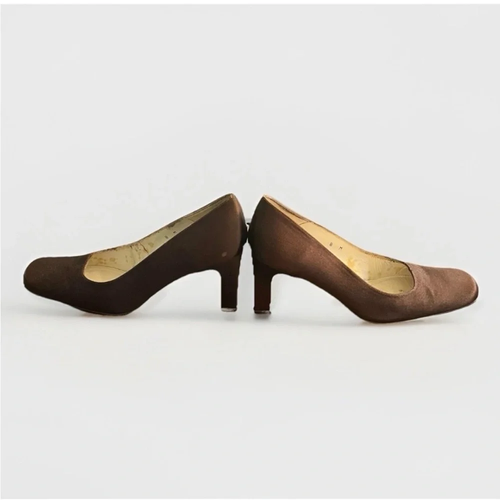 Fenaroli for Regalia Sable Brown Silk Formal Pumps - Size 8